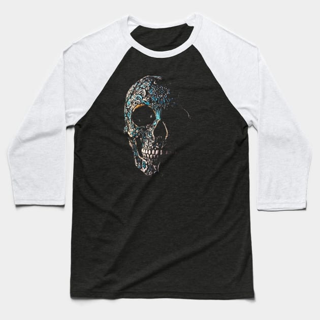 Sugar skull art graphic Baseball T-Shirt by GillTee